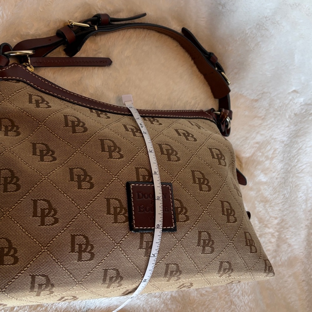 Dooney & Bourke Signature DB Monogram East West Slouch Bag | Leather Trim - Picture 9 of 14